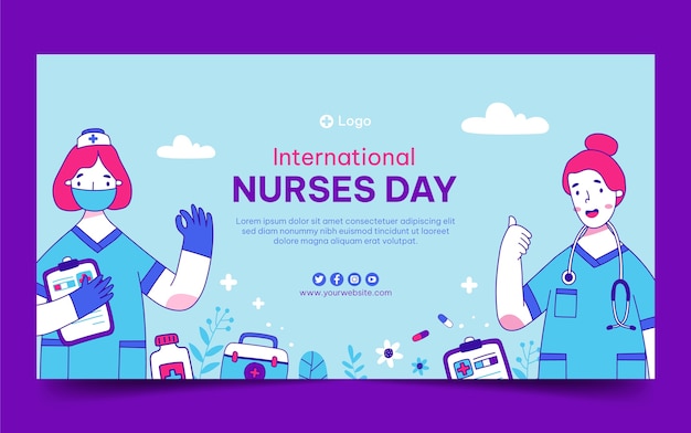 Hand drawn international nurses day social media post template