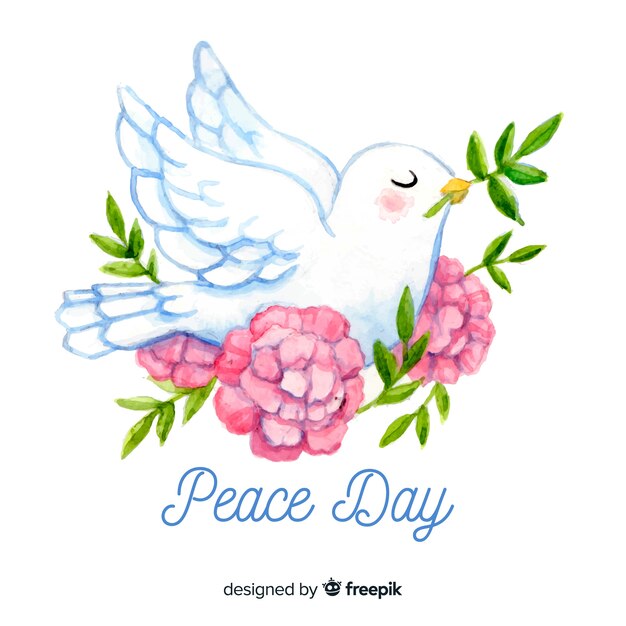 Hand drawn international peace day concept with white dove