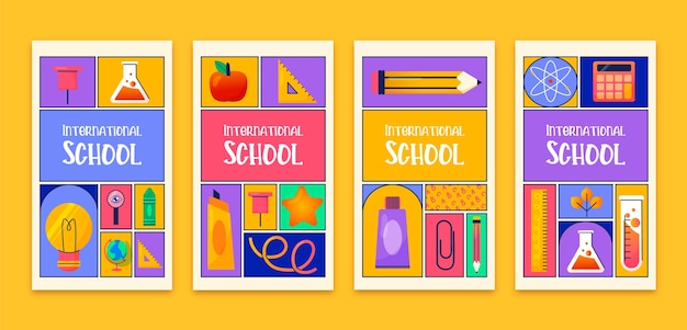 Нарисованные вручную истории instagram международной школы