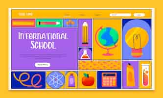 Free vector hand drawn international school  landing page