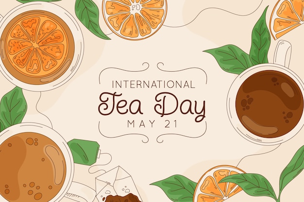 Free vector hand drawn international tea day background