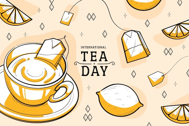 Free vector hand drawn international tea day background