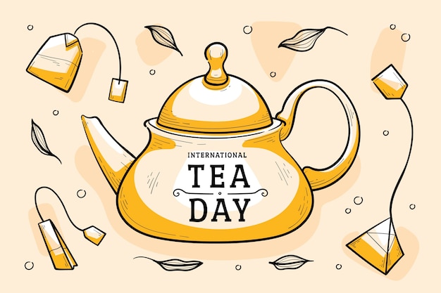 Free vector hand drawn international tea day background