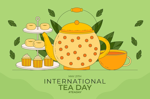 Free vector hand drawn international tea day background