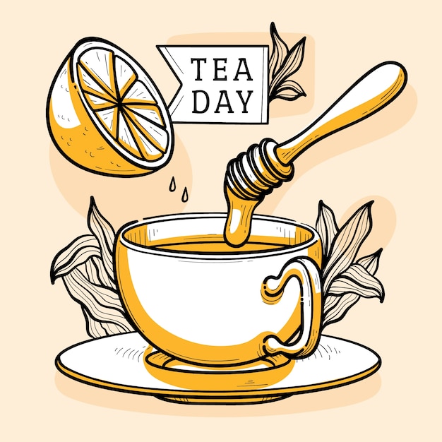 手描き国際茶の日のイラスト