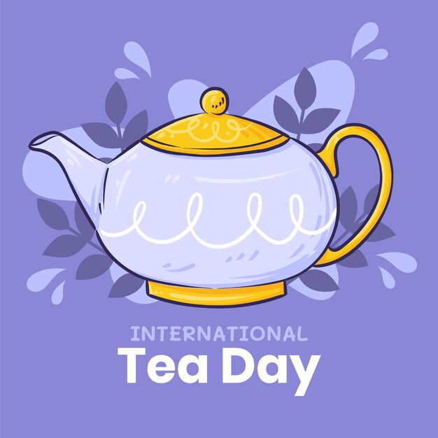 Hand drawn international tea day illustration