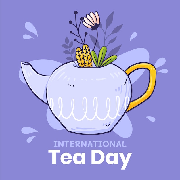 手描き国際茶の日のイラスト