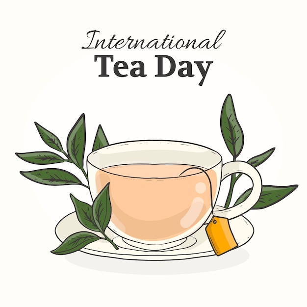 Free vector hand drawn international tea day illustration