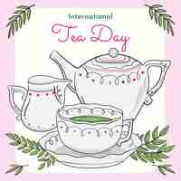 Free vector hand drawn international tea day illustration