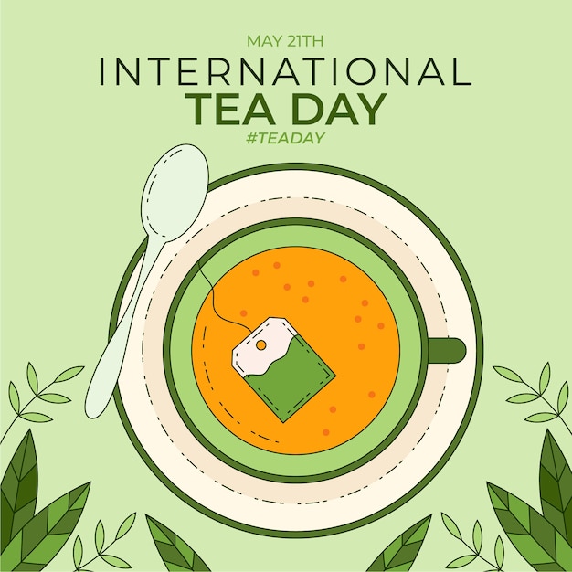 Нарисованная рукой иллюстрация международного дня чая
