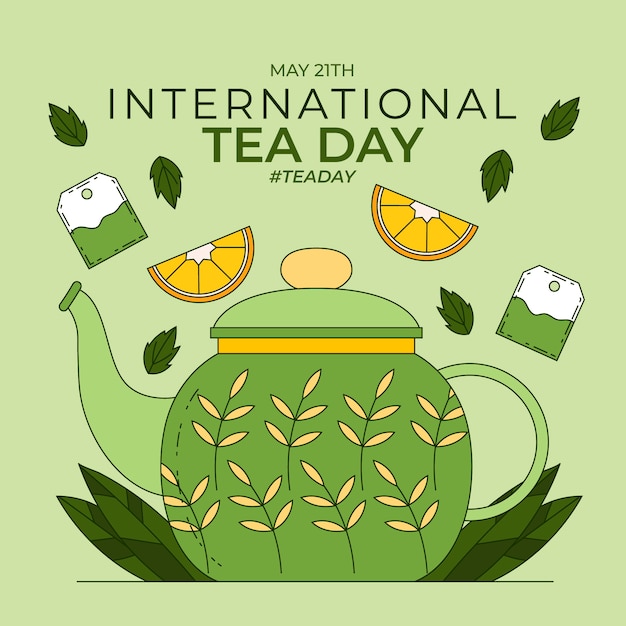 Free vector hand drawn international tea day illustration