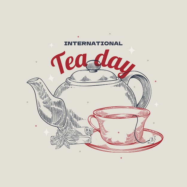 Hand drawn international tea day illustration