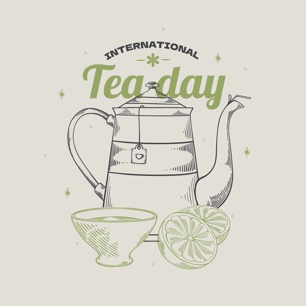 Hand drawn international tea day illustration