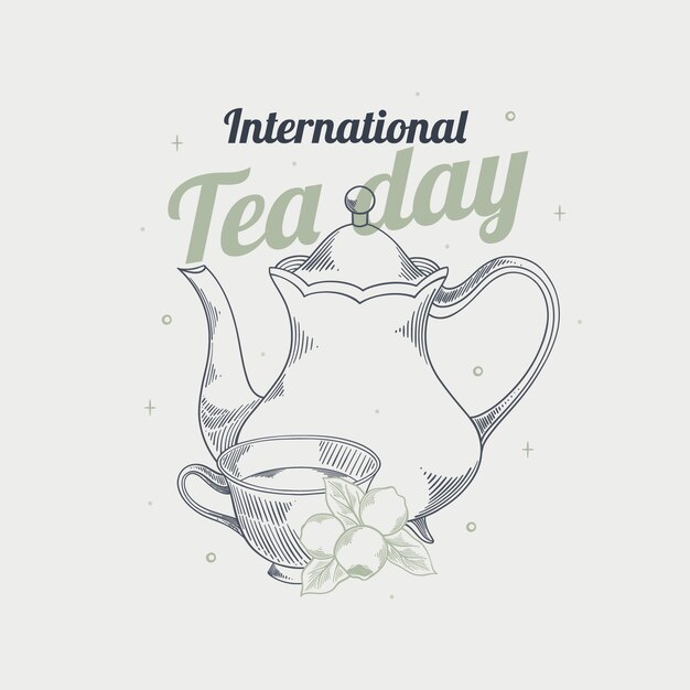 Hand drawn international tea day illustration