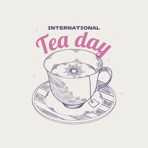 Free vector hand drawn international tea day illustration