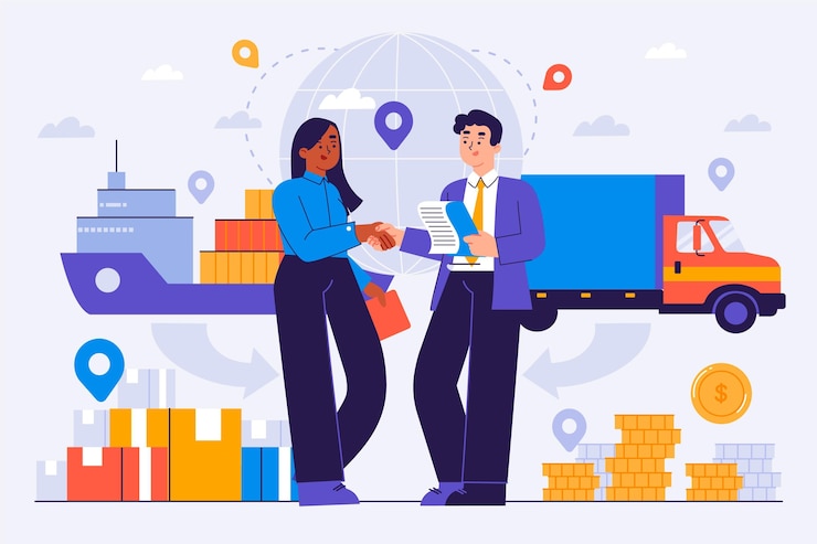Free Vector hand drawn international trade illustration