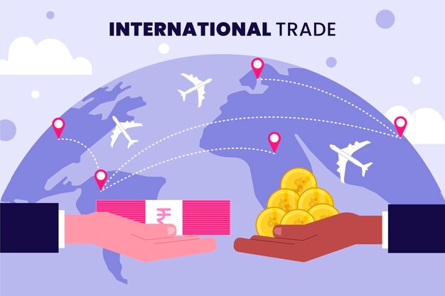 Free vector hand drawn international trade with money