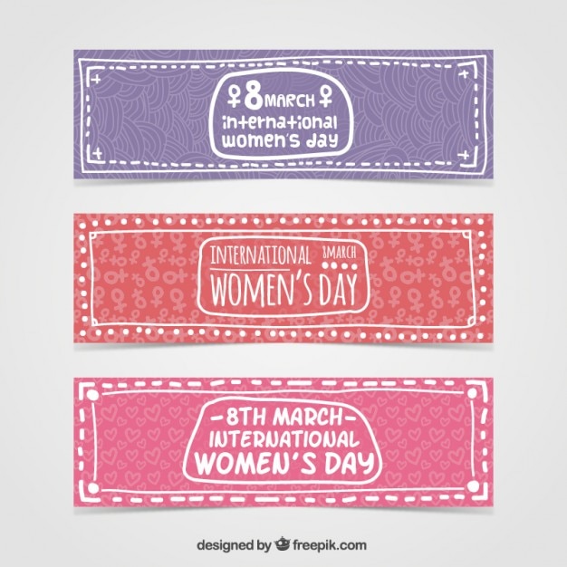 Hand drawn international woman day banners