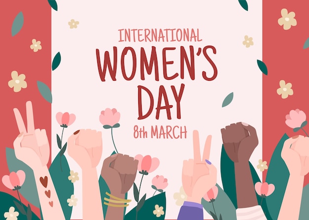 Бесплатное векторное изображение Ручной обращается международный женский день фон