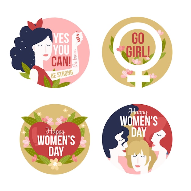 Free vector hand drawn international women's day badge collection