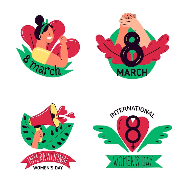 Free vector hand-drawn international women's day badge set