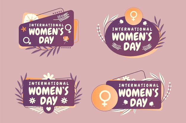 Hand drawn international women's day badges collection