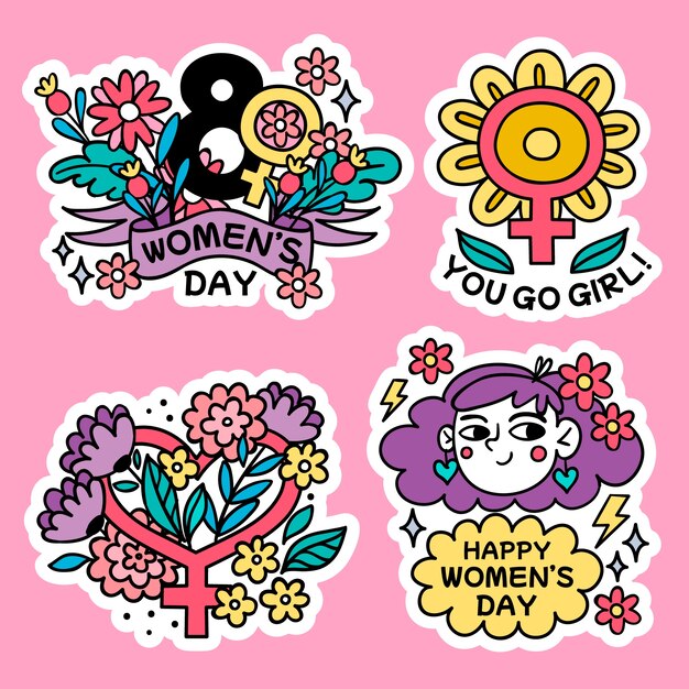 手描きの国際女性の日バッジコレクション