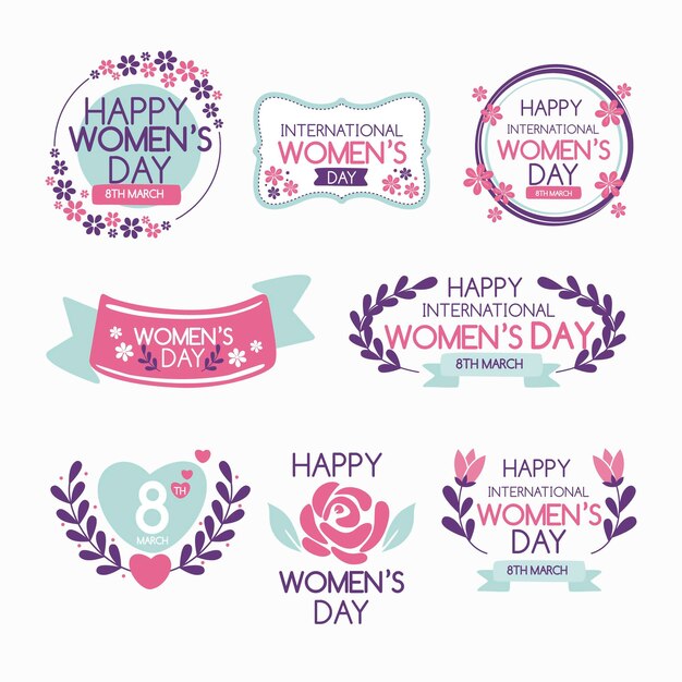 Hand drawn international women's day badges