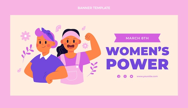 Hand drawn international women's day horizontal banner