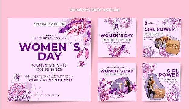 Ручной обращается международный женский день коллекция постов в instagram