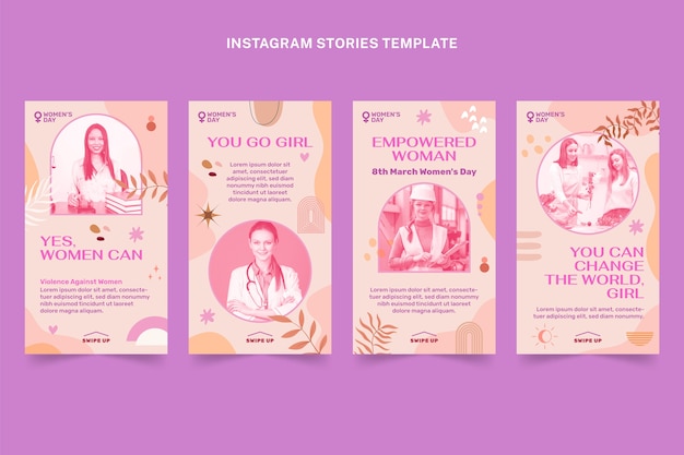 Hand drawn international women's day instagram stories collection