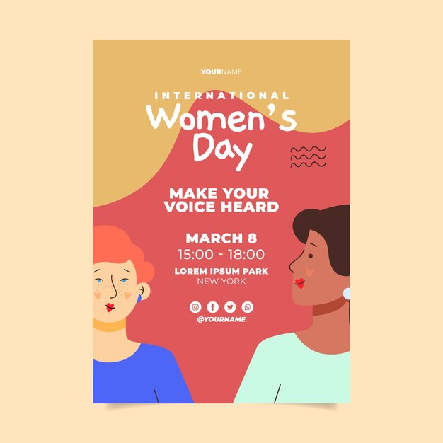 Hand drawn international women's day invitation template