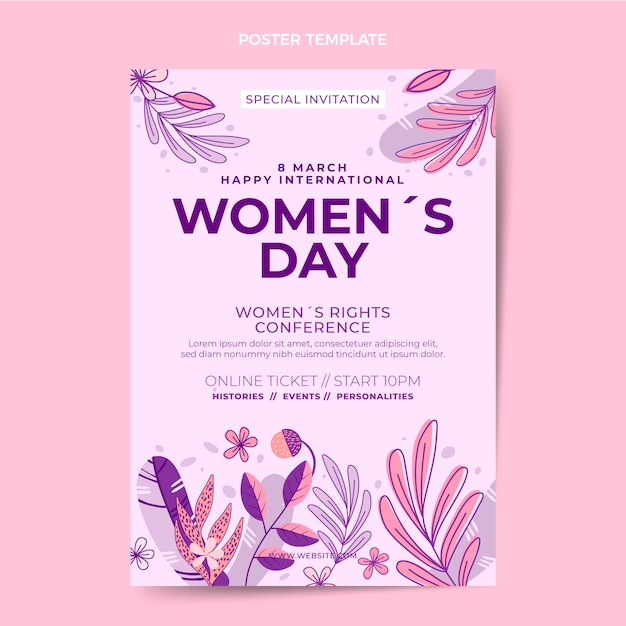 hand drawn international women's day invitation template