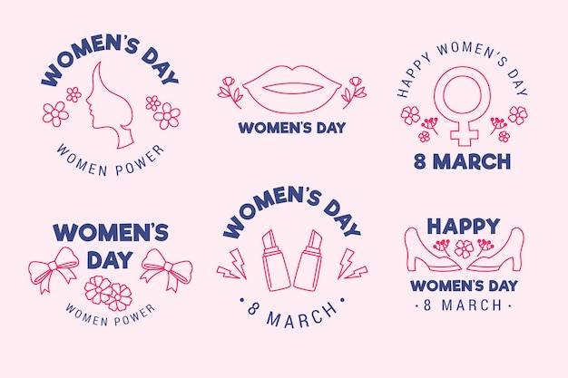 Free vector hand drawn international women's day label collection