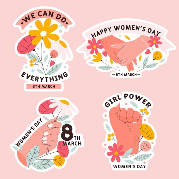 Бесплатное векторное изображение Коллекция наклеек на международный женский день
