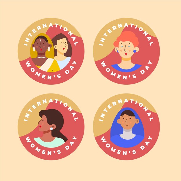 hand drawn international women's day labels collection