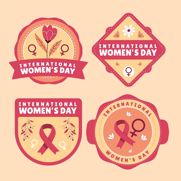 Hand drawn international women's day labels collection