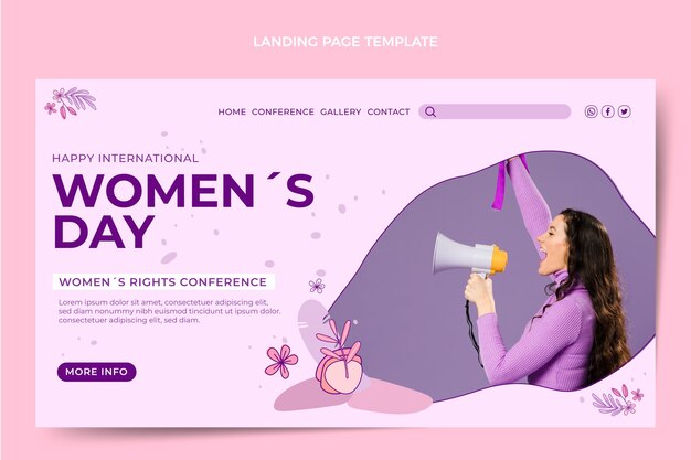 hand drawn international women's day landing page template