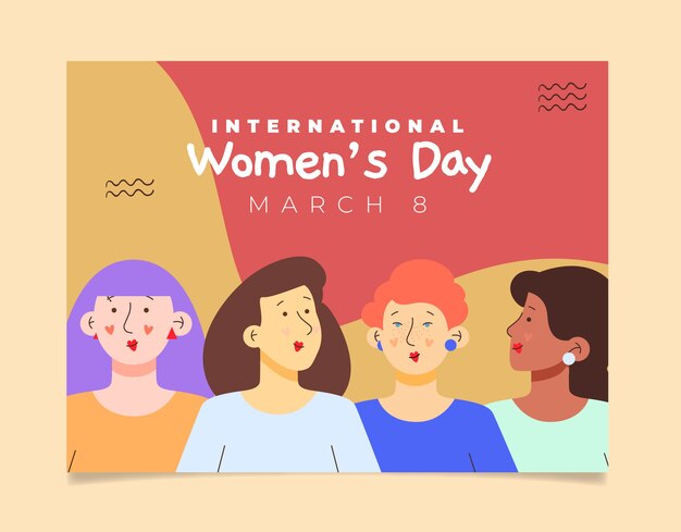 손으로 그린 국제 여성의 날 photocall 템플릿