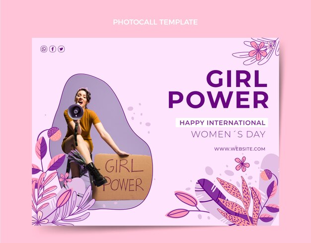hand drawn international women's day photocall template