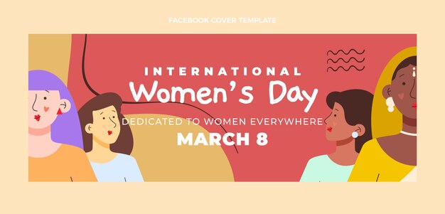 hand drawn international women's day social media cover template