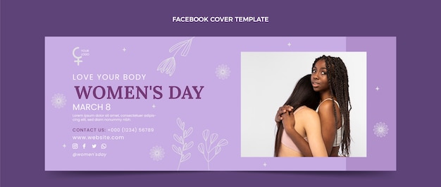 Hand drawn international women's day social media cover template