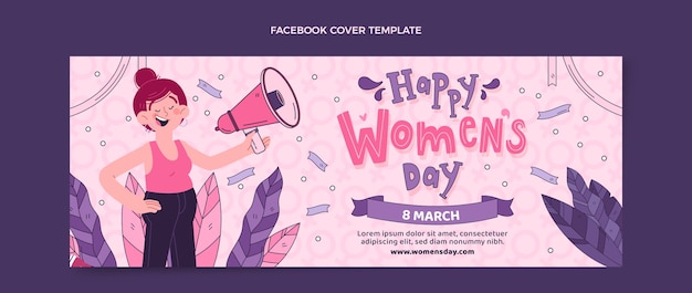 Free vector hand drawn international women's day social media cover template