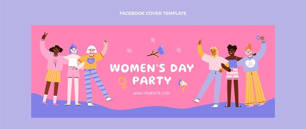 Hand drawn international women's day social media cover template