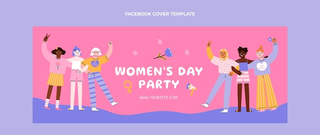 Hand drawn international women's day social media cover template