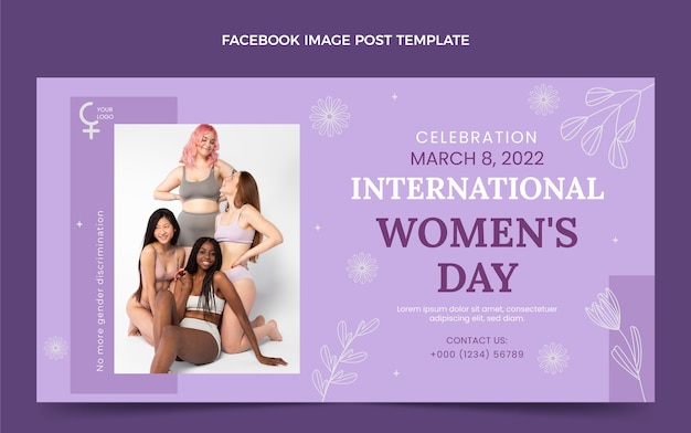 Hand drawn international women's day social media post template