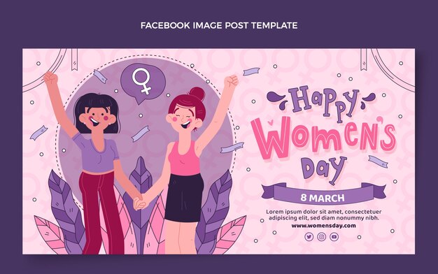 Hand drawn international women's day social media post template