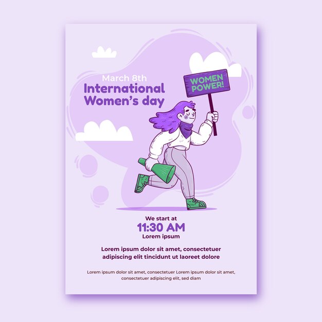 Hand drawn international women's day vertical poster template