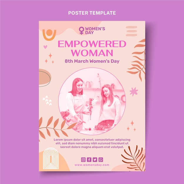 Hand drawn international women's day vertical poster template