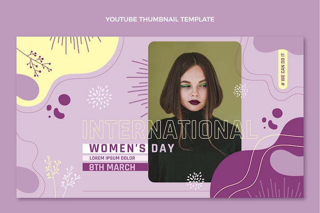 Free vector hand drawn international women's day youtube thumbnail